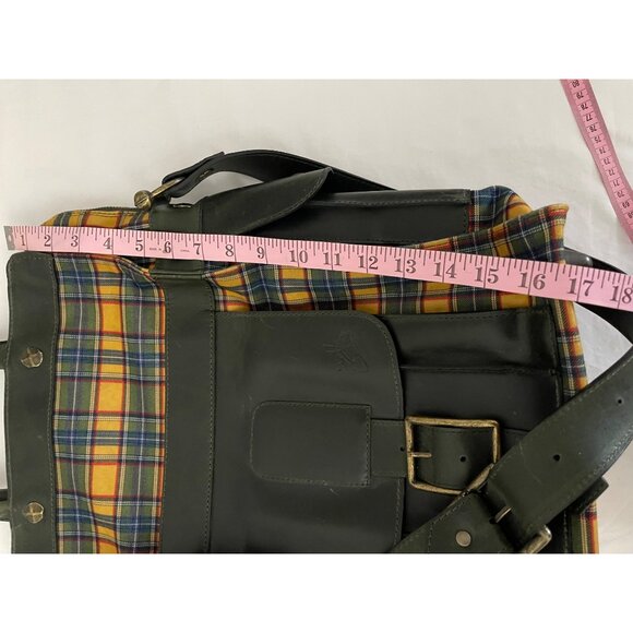 John Fluevog "Eddie Weekend" Plaid Canvas & Leather Tote - Picture 13 of 15